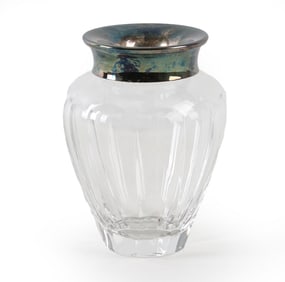 STERLING OVERLAY CRYSYAL STEM VASE