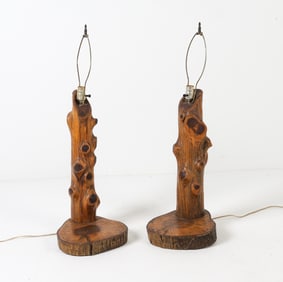 PAIR OF RED CEDAR TABLE LAMPS