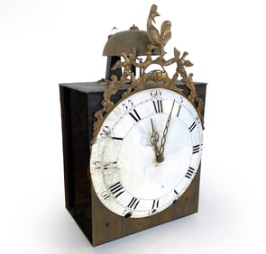 ANTIQUE FRENCH IRON & BRASS COMTOISE CLOCK