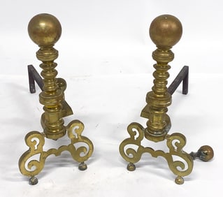 PAIR OF 19TH C. BRASS ANDIRONS