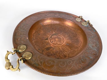 PERSIAN EMBOSSED COPPER CHARGER