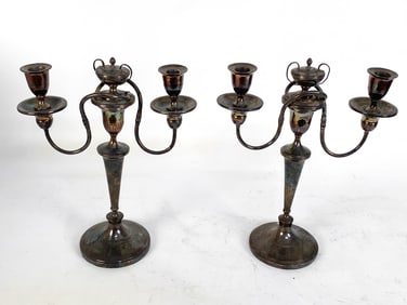PAIR OF SILVER PLATE CANDELABRAS