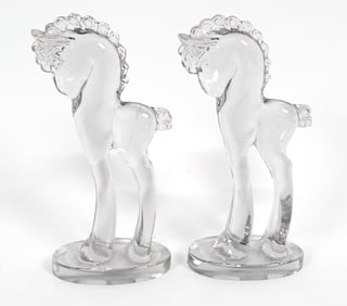 PAIR OF GLASS HORSES BY PADEN CITY FOR BARTH ARTS