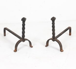 VINTAGE WROUGHT IRON ANDIRONS
