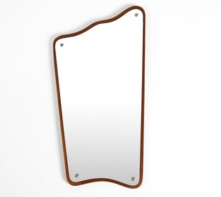LYNGBY DANISH TEAK WALL MIRROR C. 1960S