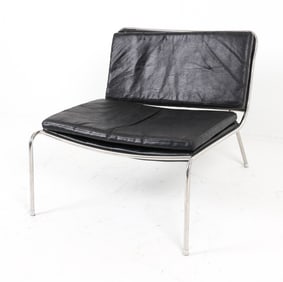 PIERO LISSONI 'FROG' STYLE LEATHER LOUNGE CHAIR