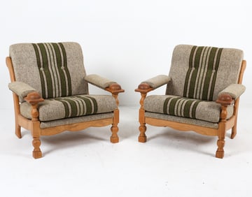 PAIR KJAERNULF STYLE DANISH OAK LOUNGE CHAIRS