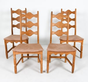 KJAERNULF STYLE DANISH OAK RAZOR BACK CHAIRS
