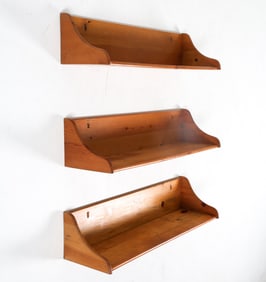 SCANDINAVIAN PINE WALL MOUNT SHELVES C. 1970S