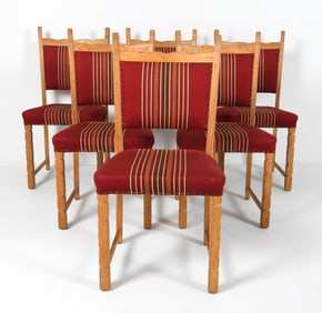 (6) HENNING KJAERNULF STYLE OAK DINING CHAIRS