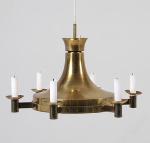 FAGERHULTS SWEDISH BRASS CHANDELIER C. 1960S
