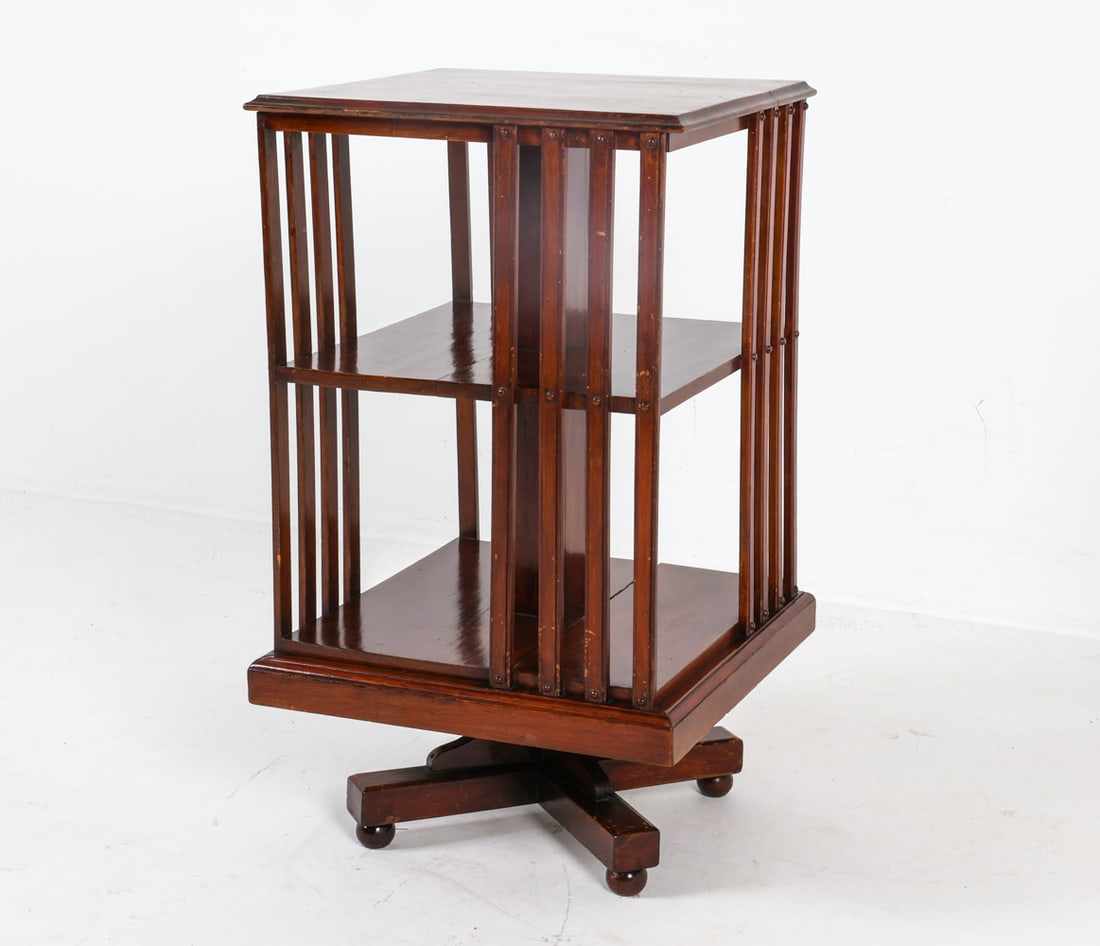 ANTIQUE REVOLVING ENGLISH LIBRARY BOOKCASE (1 of 16)