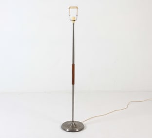 DANISH STEEL & TEAK FLOOR LAMP C. 1960S