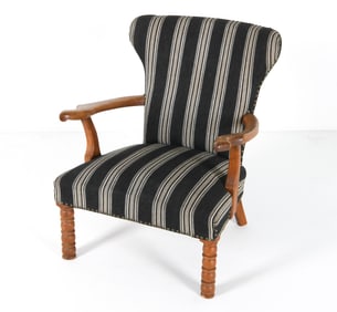 DANISH OAK WINGBACK LOUNGE CHAIR C. 1960S
