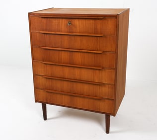 DANISH TEAK CHEST OF DRAWERS C. 1960S