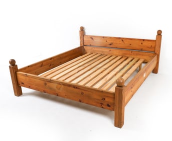 SCANDINAVIAN PINE BED FRAME C. 1970S