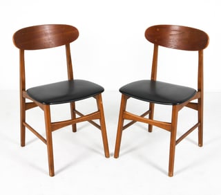 PAIR OF DANISH TEAK & LEATHER CHAIRS C. 1960S