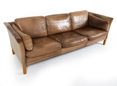 MOGENSEN STYLE MID-CENTURY LEATHER SOFA C. 1970S