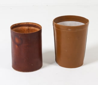 MID-CENTURY SCANDINAVIAN LEATHER WASTE BINS