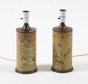 PAIR OF SCANDINAVIAN CORK TABLE LAMPS