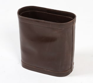 MID-CENTURY SCANDINAVIAN LEATHER WASTE BASKET