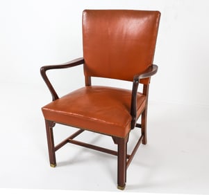 FRITZ HANSEN STYLE DANISH LEATHER LOUNGE CHAIR