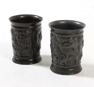 JUST ANDERSEN DISCO METAL VASES C. 1930S