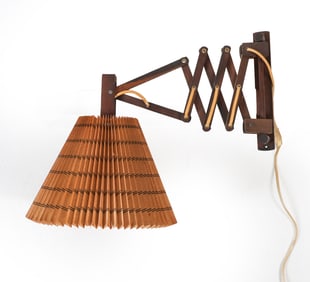 DANISH PINE SCISSOR WALL LAMP C. 1960S