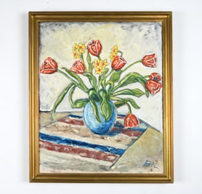 DANISH FLORAL STILL LIFE PAINTING O/C