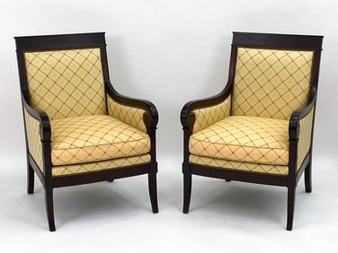 PAIR KRAVET FRENCH EMPIRE STYLE LOUNGE CHAIRS