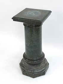 ANTIQUE SOLID GREEN MARBLE PEDESTAL