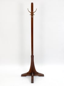 STICKLEY MISSION OAK & BRASS COAT RACK