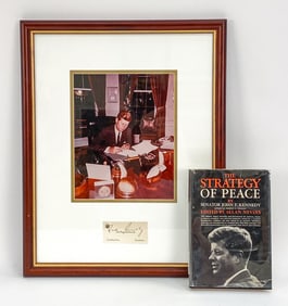 JFK SIGNED BUSINESS CARD AND BOOK