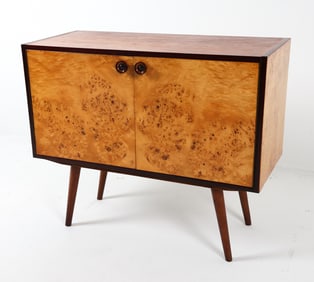 ART DECO STYLE DANISH BURL WOOD CABINET