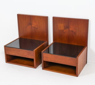 PAIR OF HANS J WEGNER TEAK FLOATING NIGHTSTANDS