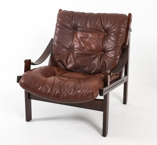 ATTR. TORBJORN AFDAL LEATHER 'HUNTER' LOUNGE CHAIR