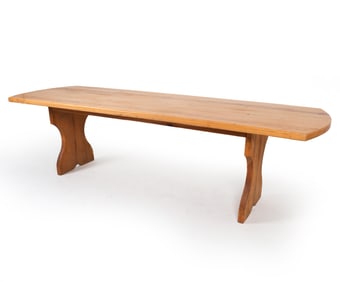 LARGE SCANDINAVIAN PINE DINING TABLE C. 1970S