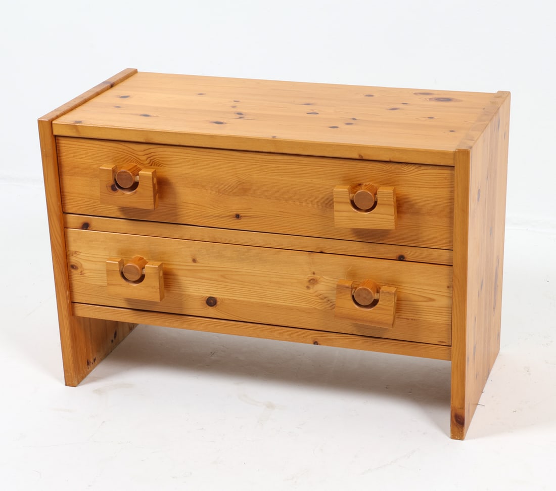 SCANDINAVIAN BRUTALIST PINE LOW CHEST (1 of 13)