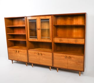 MID-CENTURY POLISH ASH WOOD WALL UNIT C. 1960S