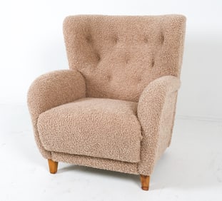 MARTA BLOMSTEDT STYLE LAMBSWOOL LOUNGE CHAIR