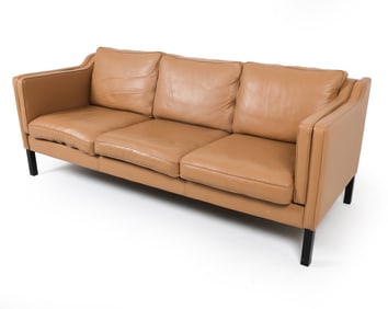 BORGE MOGENSEN STYLE DANISH LEATHER SOFA C. 1970S