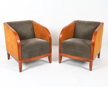 PAIR OF SCANDINAVIAN SUEDE & WOOL LOUNGE CHAIRS