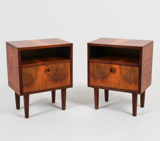 PAIR OF ART DECO CZECH WALNUT NIGHTSTANDS