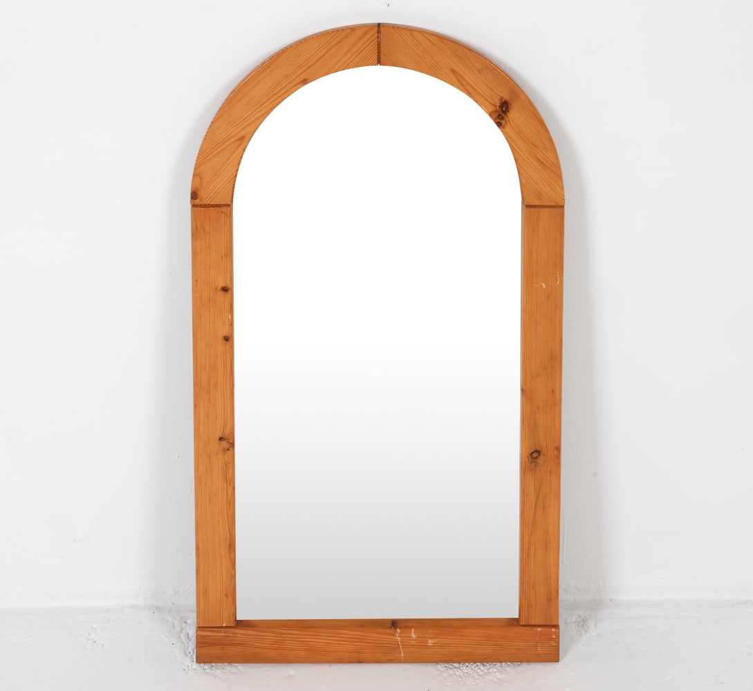MID-CENTURY SWEDISH PINE WALL MIRROR C. 1970S (1 of 9)