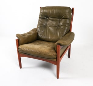 SWEDISH GOTE MOBLER STYLE LEATHER LOUNGE CHAIR