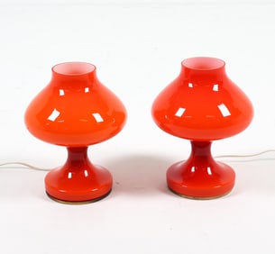 PAIR OF STEPAN TABERY GLASS TABLE LAMPS C. 1970S