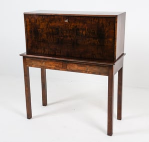 MID-CENTURY SCANDINAVIAN FLAME BIRCH DESK C. 1950S