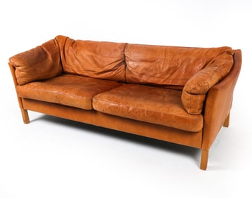 MOGENS HANSEN MODEL 535 BEECH & LEATHER SOFA