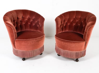 PAIR OF DANISH MOHAIR TUB CHAIRS C. 1950S