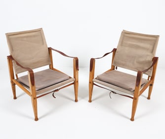 KAARE KLINT OAK & LEATHER 'SAFARI' CHAIRS C. 1960S